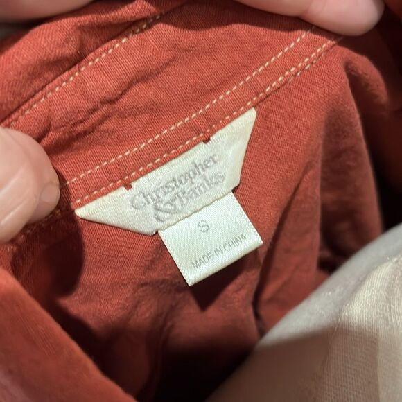 Christopher &‎ Banks Rust Button-Down Tie-Front Shirt - Picture 3 of 4